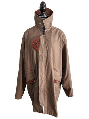 🇨🇦 Vintage Jean-Michel Cropsal Mtl Tan Utility Coat with Leather Detail Medium